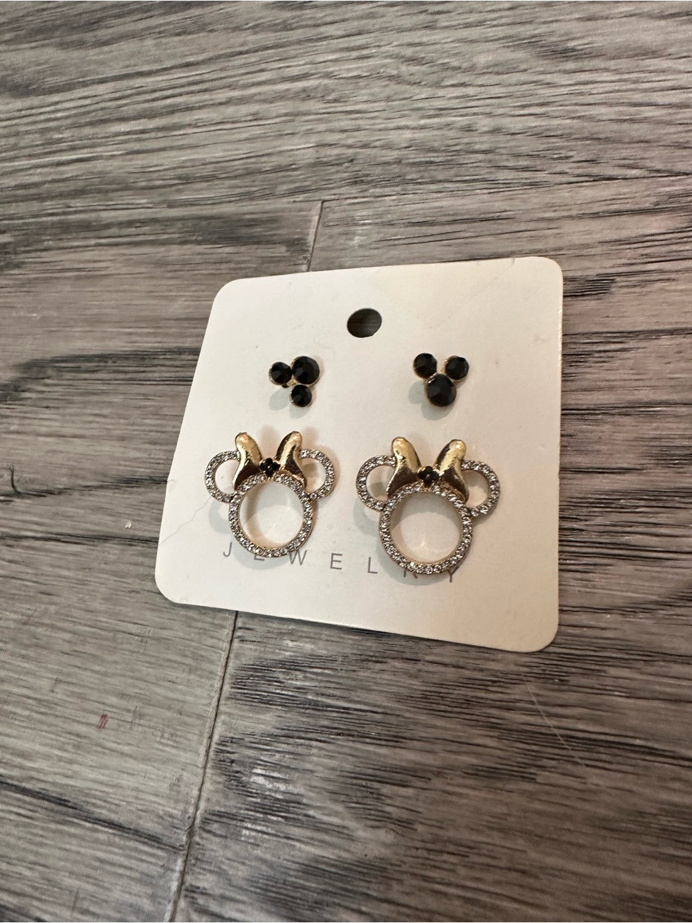 Gold & Black Minnie Mouse-Inspired Crystal Stud Earring Set